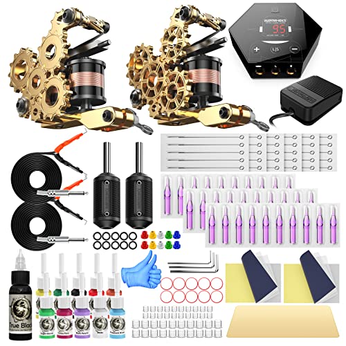 Wormhole Tattoo TK104 Tattoo Kit, Tattoo Gun Kit Tattoo Machine Kit Professional For Beginners With 2 Coil Tattoo Guns Tattoo Power Supply Foot Pedal Tattoo Inks Tattoo Needles Tattoo Grips Tubes Tk104 cover
