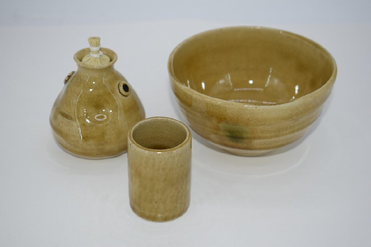 Amazon.co.jp: 茶道具茶箱茶碗セット黄瀬戸長谷川六兵衛窯作茶箱3点