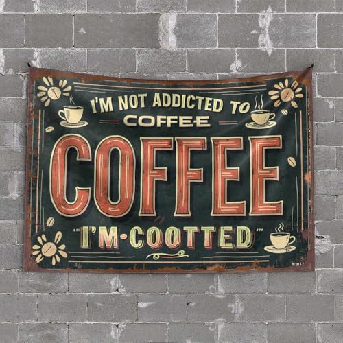 Tapiz decorativo para el hogar, bar, adicto al café: una versión humorística de la dependencia de la cafeína, para decoración divertida de cocina (75 x 100 cm)