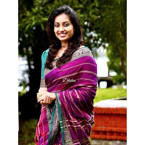 Image of Narayanpet Pure Cotton Avani Border Saree for Women with Running Blouse | Tassels | Traditional Woven Solid Design | Handloom Weave