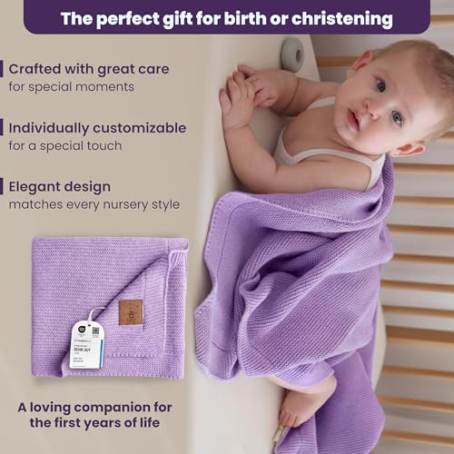 Image of Little Dedi- Lavander Frost Baby Blanket - Soft Knit Blanket for Babies 30x40 in - Cozy & Breathable - Oeko-TEX Certified - Ideal for Newborns, Strollers & Cribs - Acrylic