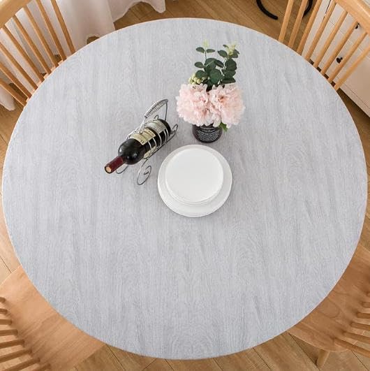 Walrus Round Vinyl Fitted Tablecloth with Flannel Backing Elastic Edge Design Table Cover Waterproof Oil-Proof PVC Table Cloth Stain-Resistant Best for 37"-44" Round