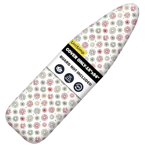 Image of Ironing Board Cover and Pad 15 inchx54 inch Extra Thick Natural Cotton, Scorch and Stain Resistant Padding, Standard Size Iron Board Cover with Fasteners Heavy Duty Elastic Edge, Heatproof Sunflora
