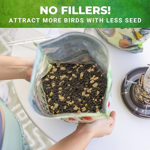 Image of Wild Bird Seed for Outside Feeders, No Filler Sunflower Bird Food, 20 lb | bird seeds for outside wild birds, over 60% sunflower with peanuts and safflower, no fillers, made in USA