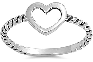 Oxidation Twisted Heart Purity Six Band Silver Ring