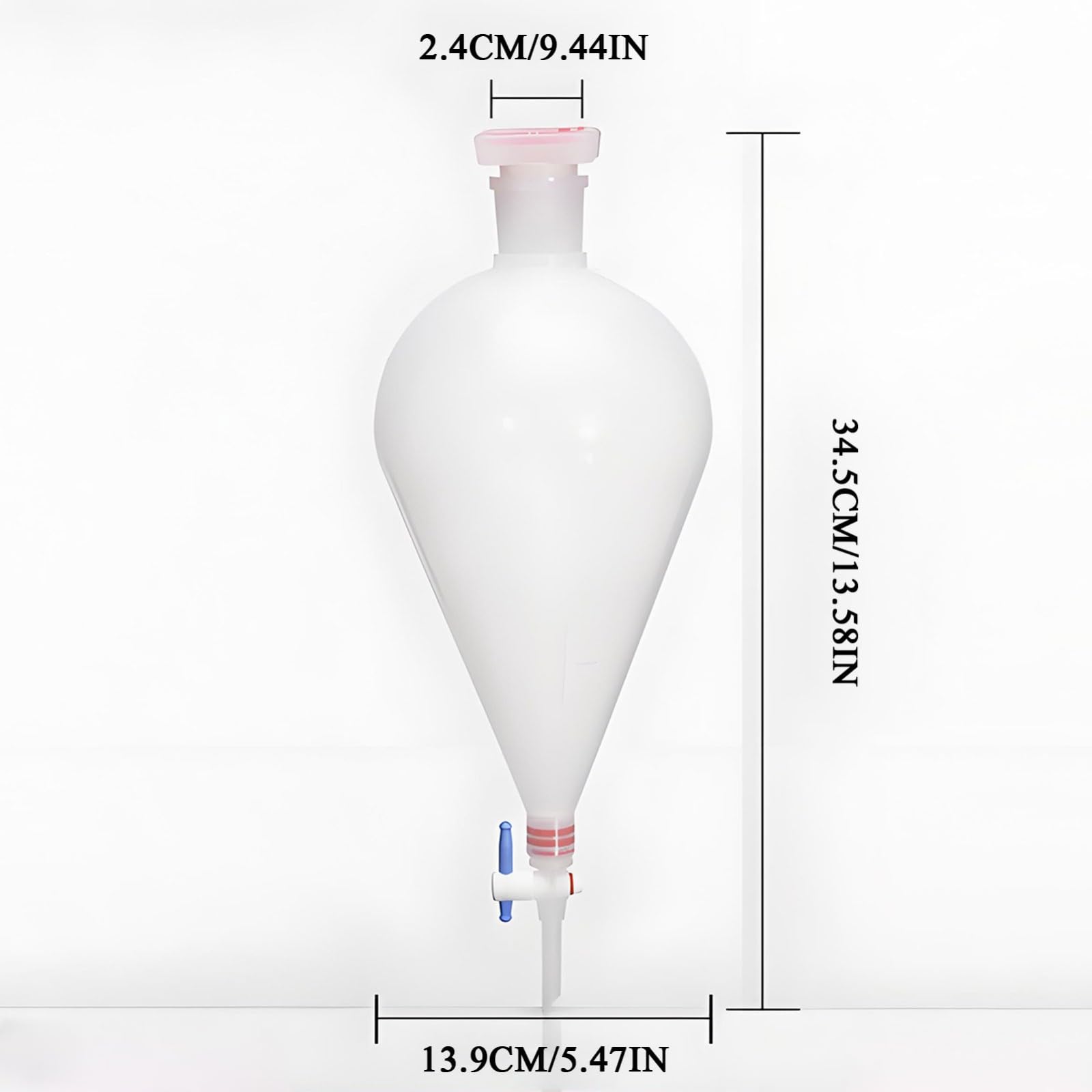1000 ml birnenförmiger Kunststoff-Scheidetrichter mit PTFE-Stopfen. Langlebiger PP-Labor-Scheidetrichter für genaue Flüssigkeitstrennung(3pcs)