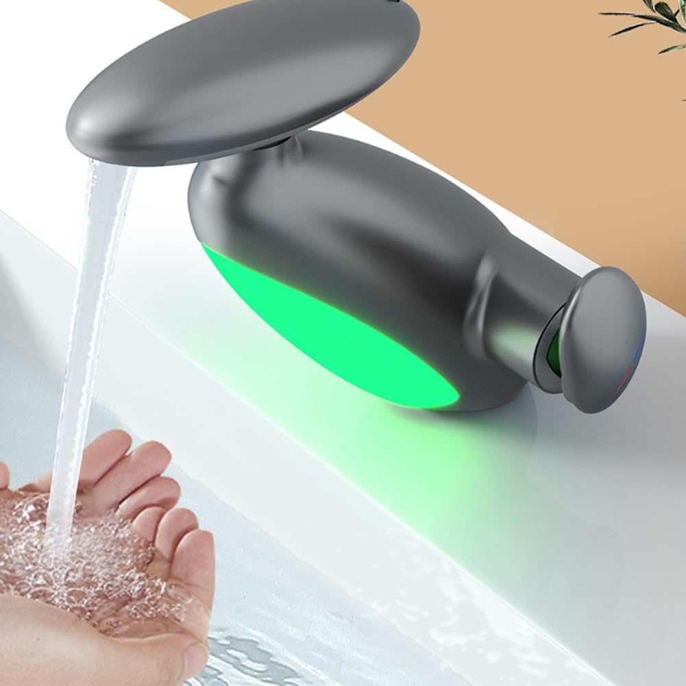 Wylot LED bateria umywalkowa 4 tryby obracany o 360° wyciągany kran wrażliwy na temperaturę zlew odporny na kapanie przełącznik ciepłej zimnej wody światło LED A