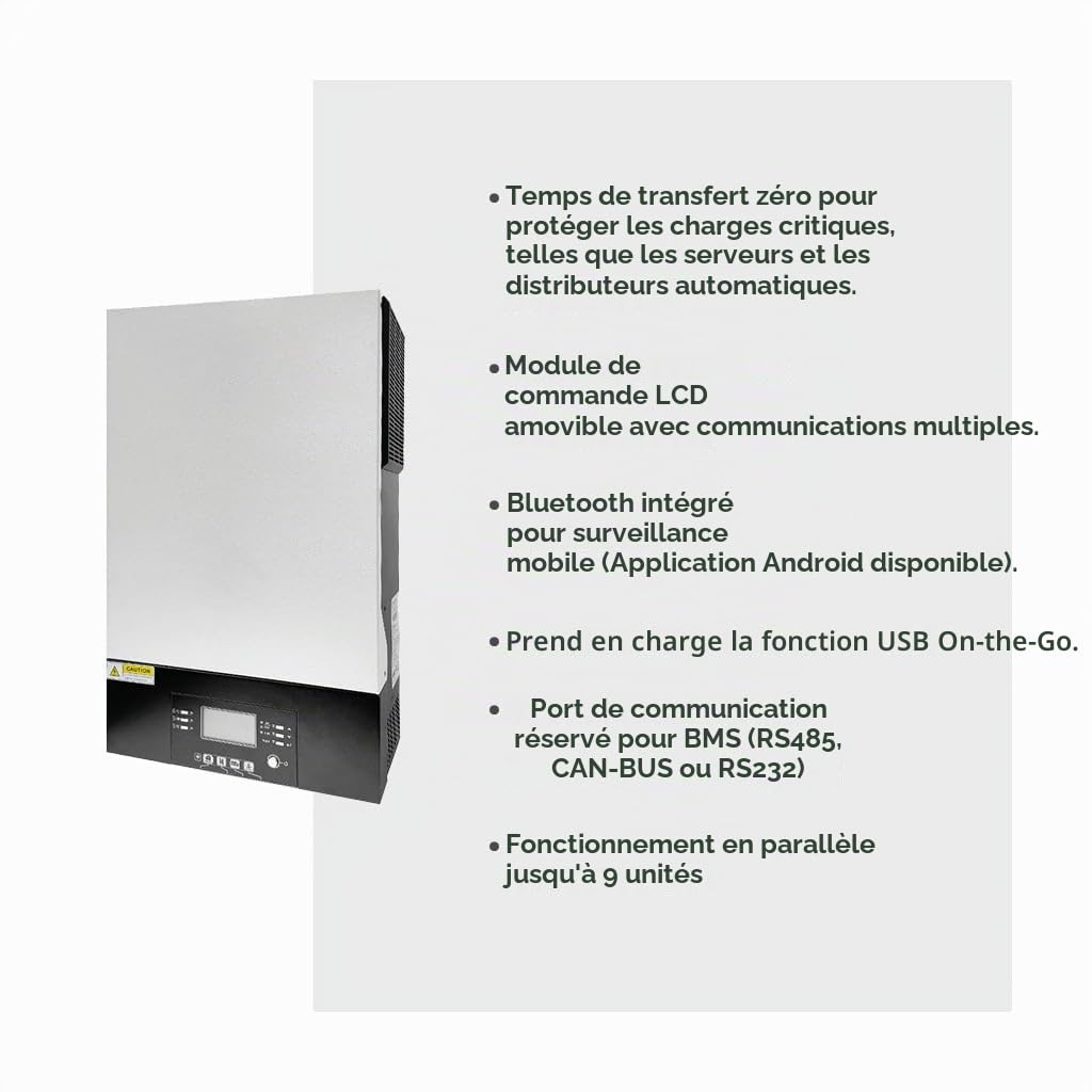 48/5000 Voltronic Axpert King 5000 W 48 V 230 V Voltronic Onduleur isolé Parallélisable.