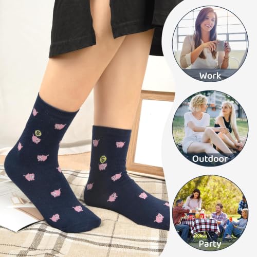 Image of Chalier 5 Pairs Socks for Women, Fun Cat Dog Animal Funny Socks Gifts | Soft Cotton, Elastic Cuff, Cute Novelty Pattern, Exquisite Hosiery, Birthday Gifts for Girl Mom Lovers, Fit Shoe Size 5-9