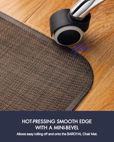 Image of BARoyal Office Chair Mat for Hardwood Floor Under Desk Computer Rolling Chair Mat for Wood /Tile Floor Non-Slip Heavy Duty Desk Rug PVC Plastic Hard Floor Protector 36 inch x 48 inch(Coffee)