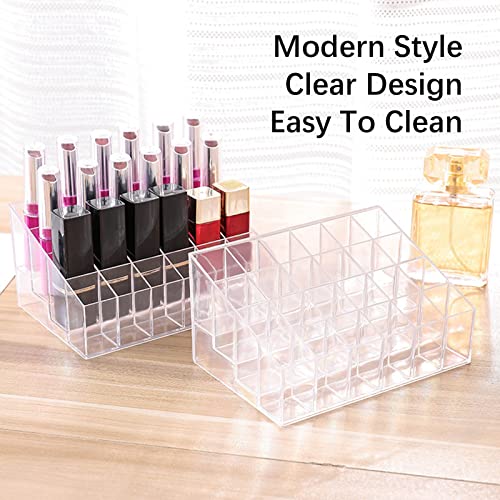 TACYKIBD 24 Slots Lipstick Organiser, Acrylic Clear Makeup Storage Box Cosmetic Display Stand Rack, Lipstick Holder for Brush Nail polish Nail Varnish Perfume (24 Slots) - Image 4