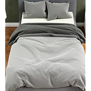 Leonado Vicenti Winter Plüsch Bettwäsche 155 x 200 cm Uni Einfarbig Premium Cashmere Touch Coral Fleece Silber Grau