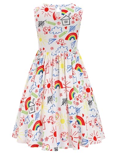 IMEKIS Toddler Kids Girls Back to School Dress Sleeveless Pencil Print Kindergarten First Day of School Outfit 3-7T2