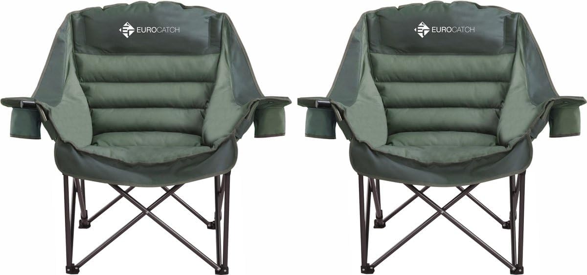 Comfy Club Chair XXL - Set 2 Unidades - Silla Plegable con 2 portavasos - Silla de Camping - Silla de Camping - Acolchado Grueso - Incluye Bolsa de Almacenamiento