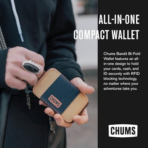 Image of Chums Bandit Bi-Fold Wallet - Slim RFID Wallet for Men & Women, Reversible Card, ID & Money Holder, Brick, Minimalist