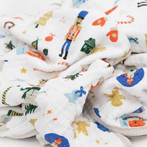 Image of Little Unicorn Muslin Quilt Blanket | 100% Cotton Soft Multi-Layered Muslin Fabric | Toddler & Baby Blanket | 47 inchx47 inch | for Nursery, Crib, Shower Gifts (Christmas Time)