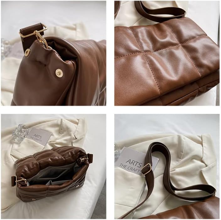 Women's Trendy Quilted Crossbody Bags Adjustable Chain Strap Cassette Puffer Padding Shoulder Bag Puffy Hobo Bag - Image 6
