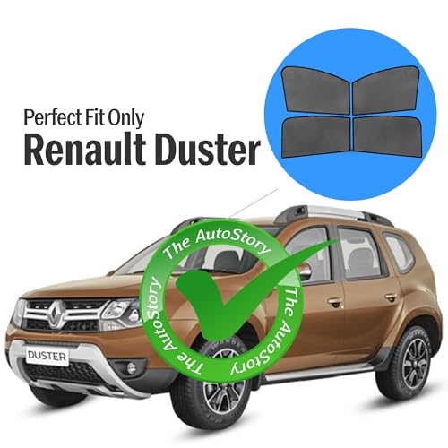 Image of AutoStory Custom Fit Black Mesh Car Sunshade for Duster | UV & Heat Protection Car Window Curtains | Privacy Car Sun Shade | Breathable Vehicle Specific Side Window Shades