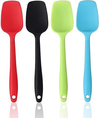 Miniatura 1 de Espátula de silicona, juego de espátulas de cuchara de goma de 11 pulgadas para cocinar y hornear, juego de utensilios de cocina resistentes al