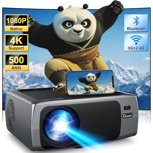 Projector with WiFi and Bluetooth, 4K Support Outdoor Movie Projector 500 ANSI Native 1080P with Auto Keystone HIFI Speaker, 270″ Screen 50% Zoom F410 Phone Projector for HDMI/USB/PC/TV Stick