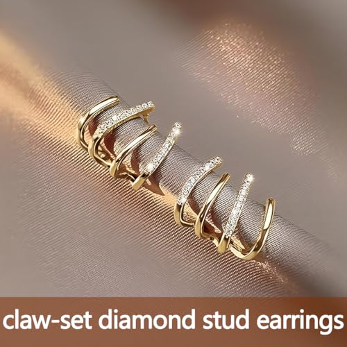 Image of ZIBUYU Claw Studs Earrings for Women - Dainty Gold Helix Earrings | for Women Fashion With Cubic Zirconia, Hypoallergenic Mini Half Hoop Design, Jewelry Accessories for Girls Gifts