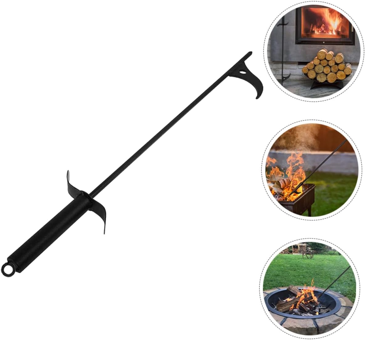 MAGICLULU Steel Fire Poker Tool for Indoor Outdoor Use Fire Tongs for Fire Pit Versatile Fireplace Accessories for Barbecue Home Cooking Wear Resistant Steel