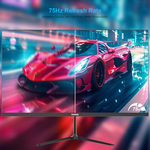 Image of 23.8 inch Monitor, Full HD Computer Monitor with VA Panel, 75Hz Refresh Rate, VESA Mountable, HDMI /VGA, Ergonomic Tilt, Built-in Speakers, Eye Care, 3-Side Frameless, Black