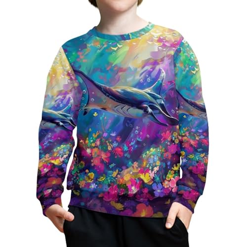 PinUp Angel Kids Artistic Animal Oil Painting Patterned Sweatshirt Boys Girls Pullover Funny Long Sleeve Tops3
