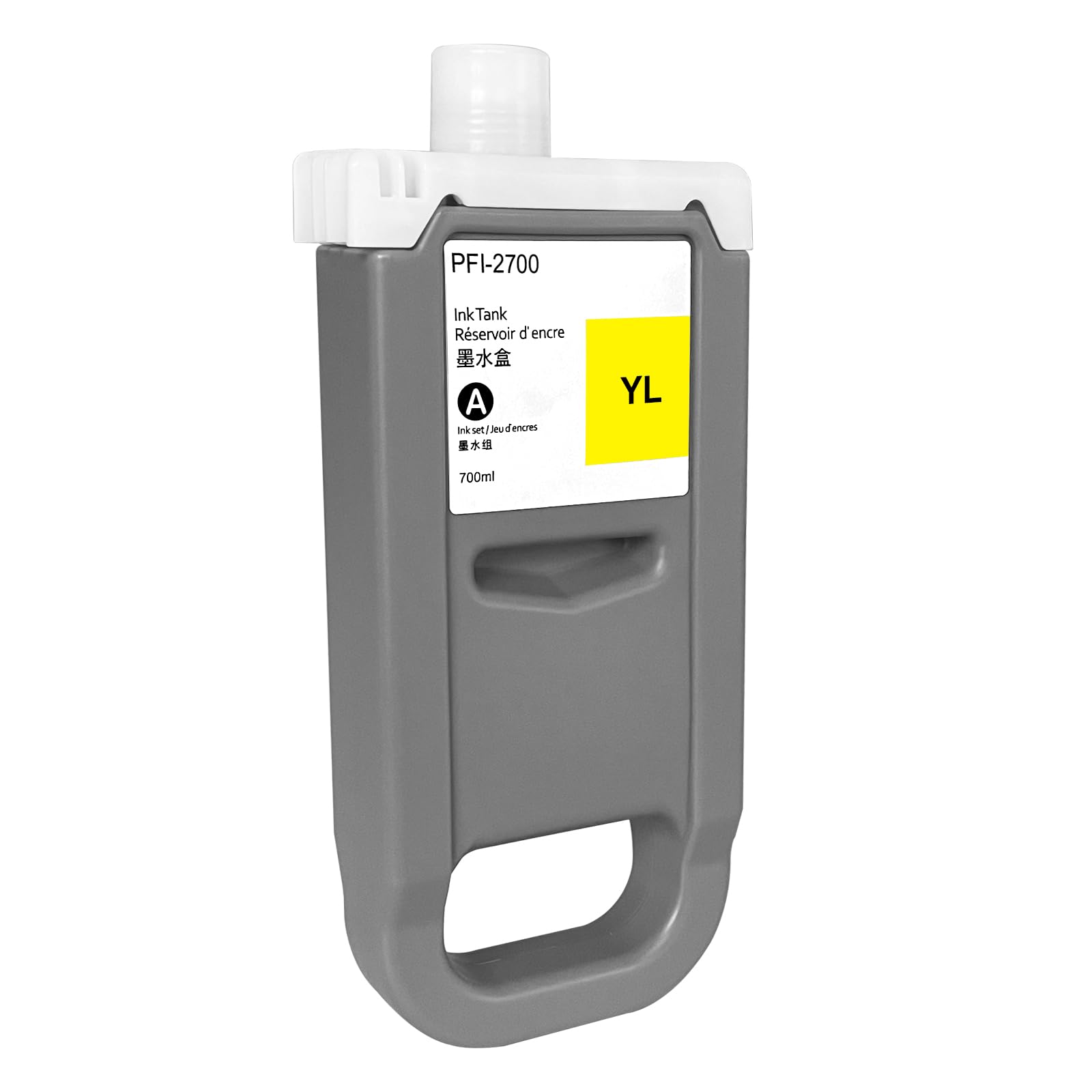 AOTMENDI PFI-2700Y Pigment Ink Cartridge 700ML PFI-2700 Compatible with for Canon imagePROGRAF GP-2000 GP-4000 GP-4600S GP-6600s (1-Pack, Yellow)