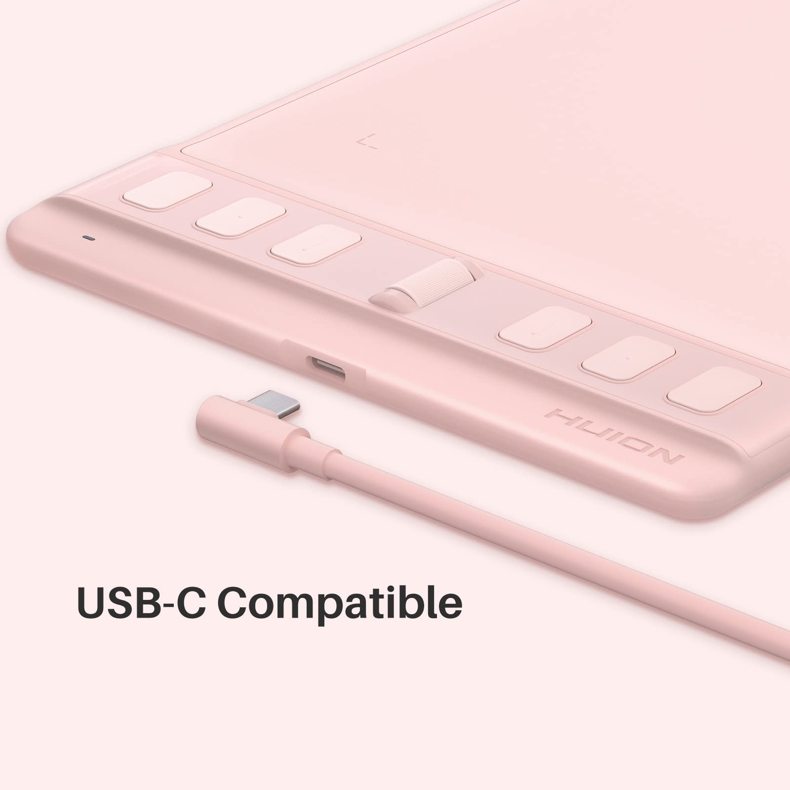 HUION Inspiroy 2 S Tableta Gráfica, 6 Teclas de Presión y Scroller, Nuevo Bolígrafo Digital PW110, Tableta de Dibujo Portátil de 6,3 x 3,9 Pulgadas para Dibujar, Estudiar y Trabajar Desde Casa, Rosa