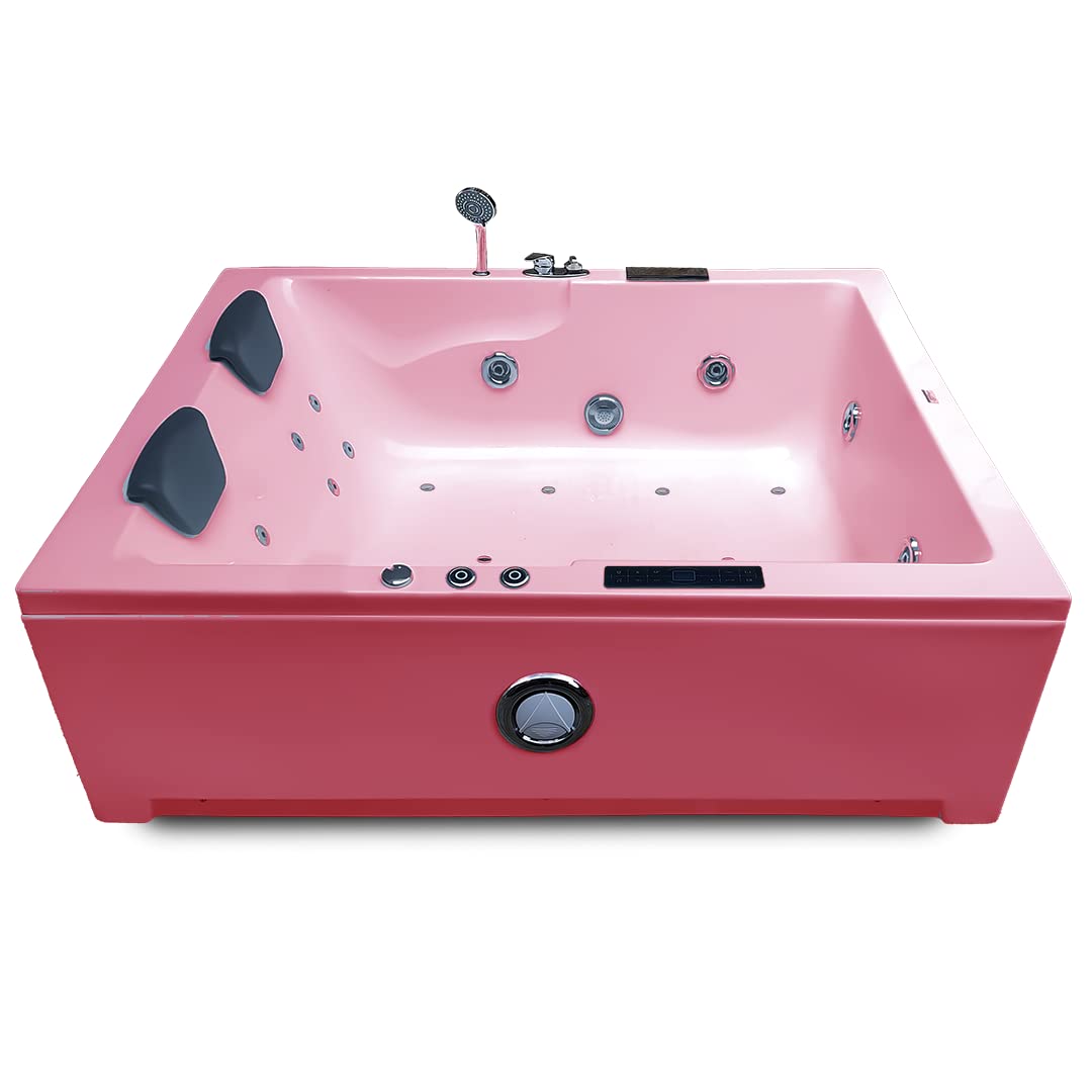 Madonna Falcon 5 ft. Fully Loaded Combi-Massage Bathtub with Online Heater, Underwater LED lights, Audio System and Digital Control Panel - Pink