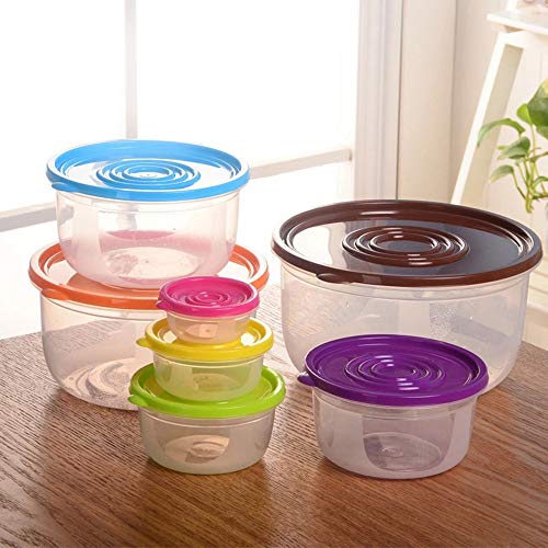 Shopwithgreen Plastic Storage Bowls With Lids, Rapid-Access Design Kitchen Bowls Food Storage, Mixing Bowls Airtight Nest Stackable, Dishwasher & Microwave & Freezer Safe, Multi-Color, 7 Pack #TOP2