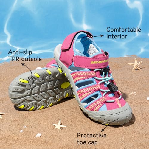 Image of DREAM PAIRS Unisex Summer Water Athletic Sandals | Closed-Toe Protection Quick-Drying Upper Comfort Footbed Durable Non-Slip Sole Hook-And-Loop Outdoor Sport Walk Hike