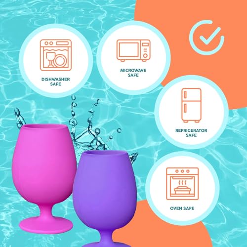 Unbreakable Silicone Wine Glasses | Set of 4 | BPA-Free | Bali Collection | Stemmed | 12oz - Image 4