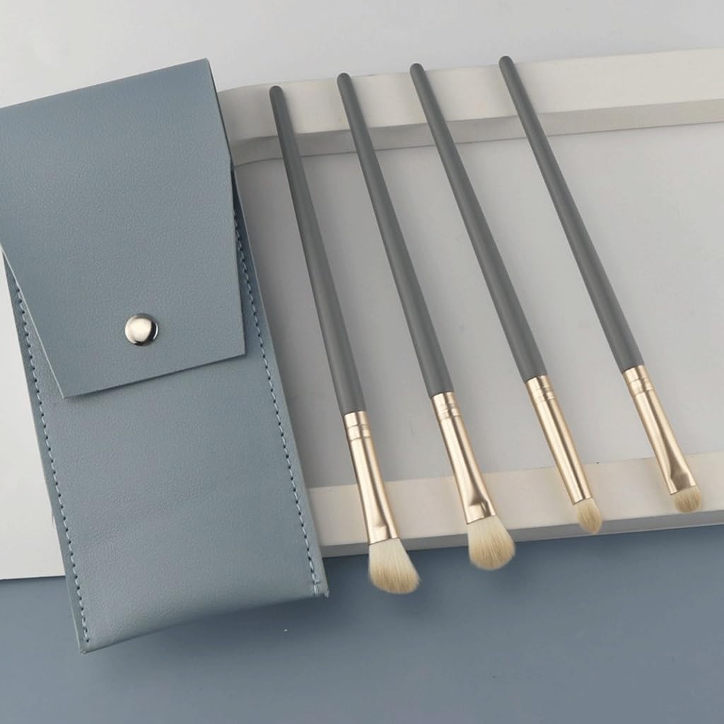 Set De Brochas para Sombras De Ojos, Brochas De Maquillaje De Pelo Suave, Brochas Portátiles para Sombras De Ojos, Brochas para Teñir La Nariz, Set De 4 Piezas