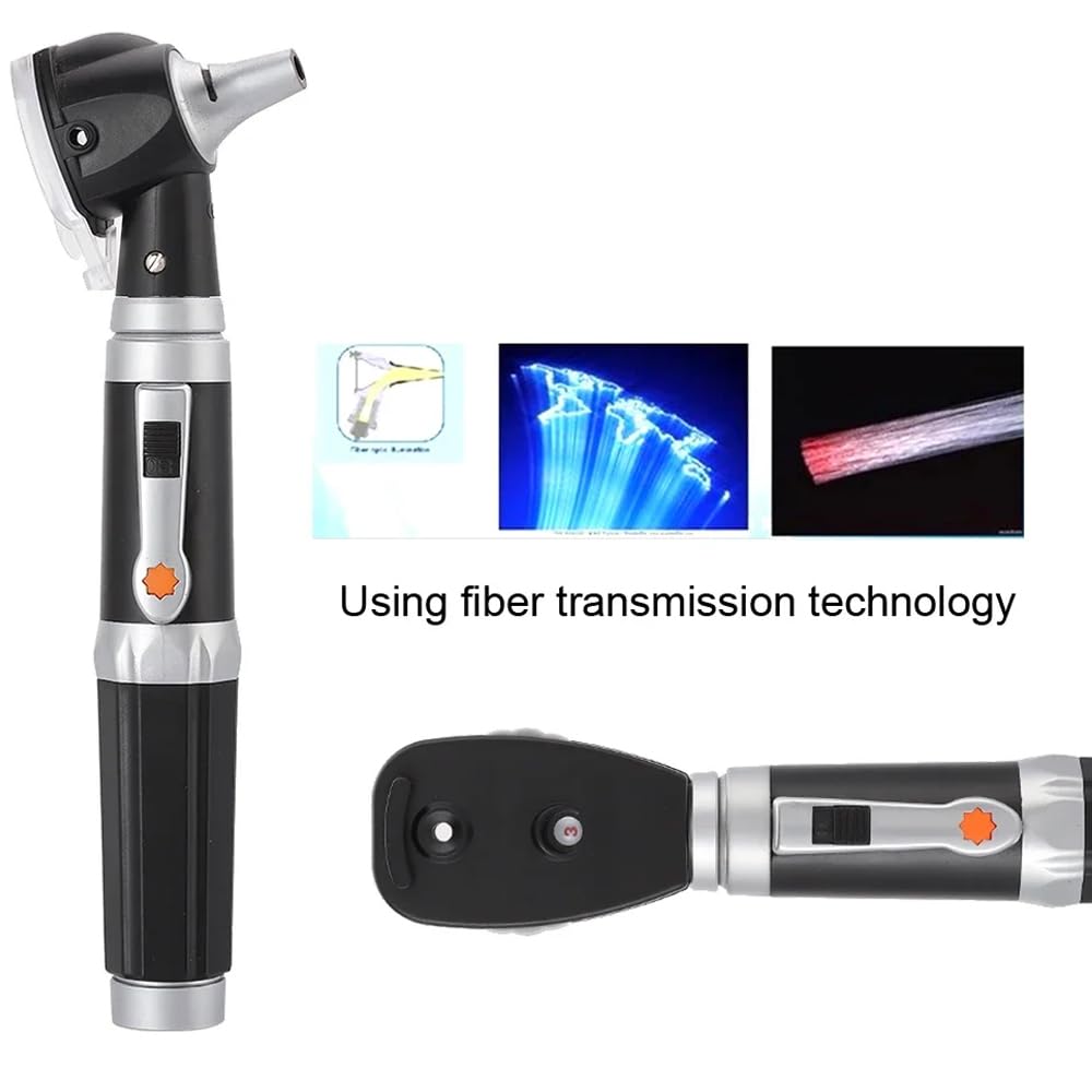 Oftalmoscopio y otoscopio 2-en-1 Conjunto de otoscopio con batería de 1600 mAh, Herramienta de extracción de Cera para el oído, Kit de Examen de oído de Doble Agujero, Dispositivo de Limpieza