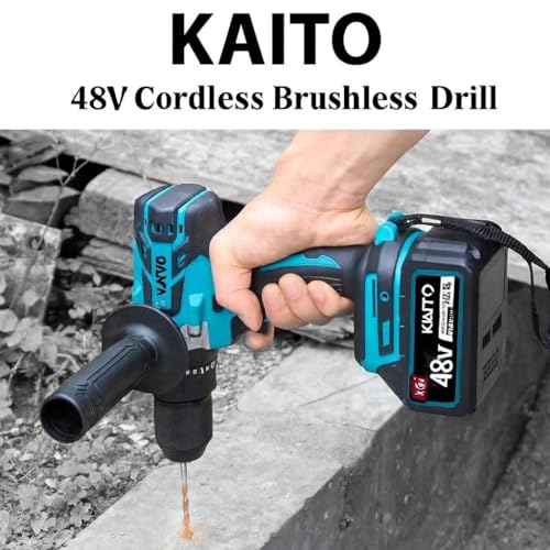 Image of KAITO 48V Cordless Brushless Hammer Drill Machine | 13mm Chuck | 2 x 5.0Ah Li-ion Batteries | 2-Speed 2000 RPM | 128Nm High Torque Drill Driver for Wood, Metal & Wall | Fast Charger
