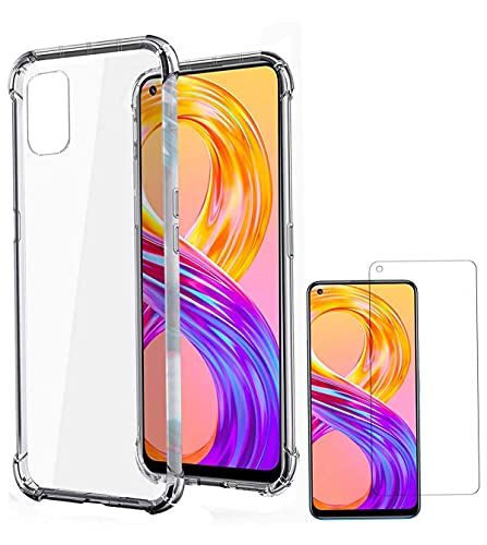 Image of Soft Flexible Silicone Back Cover Compatible with Realme 8 Pro, Transparent Case + Screen Guard