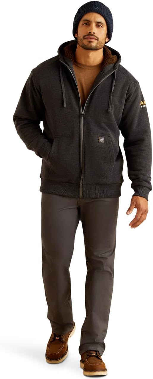 ARIAT Men's Rebar All-weather Sherpa-lined Full Zip Hoodie