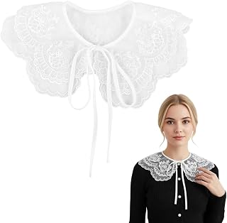 ZIBUYU® Lace Detachable Fake Collar Women Shirt Stylish Extender for Women, Vintage Embroidered Scalloped Neckline, Organz... Price In India