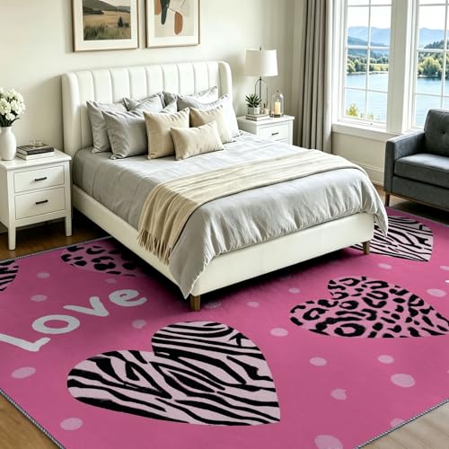 Tapis de chambre romantique rose et lavable pour le bonheur des enfants - 8