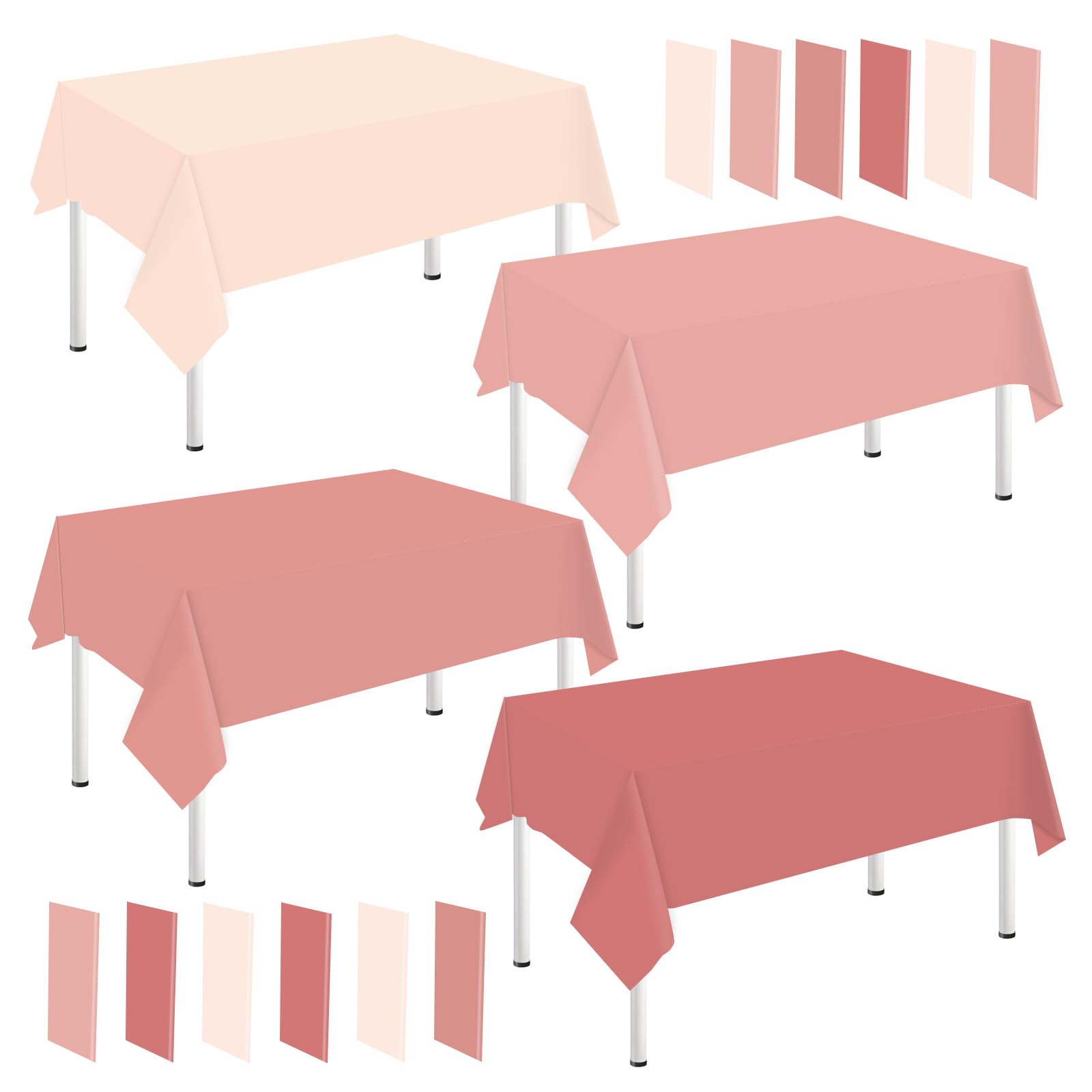 Solid Lovely Pink Short Fold Rectangular Plastic Table Cover (137Cm X