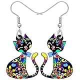 Bonsny Pendientes de gato colgantes de acrílico "CAYLEIGH Declaración Pop-Art Gatito Regalo Chica Mujeres, No es una piedra preciosa