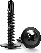 Sheet Metal Screws #8 x 1, 110pcs FIXLINK Phillips Modified Truss Head Self Tapping Screws for Metal, Self Drilling Screws, Black