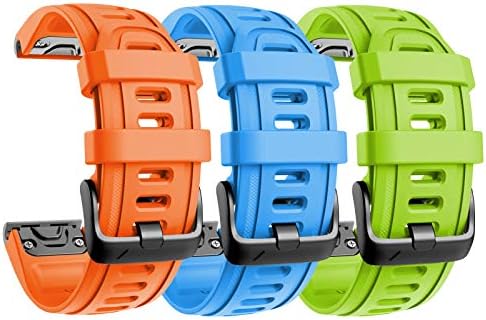 eiEuuk Compatible with Fenix 7S/6S/5S Bands Easy-Fit Soft Silicone Watch Bands Replacement for Fenix 7S/6S/Fenix 6S Pro/Fenix 5S/5S Plus/D2 Delta S Smartwatch,Orange&Green&Sky Blue