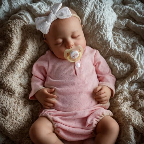 JIZHI Bonecas de rendas 20 polegadas lindas bonecas reviravolta para meninas corpo macio bonecas realistas para recém-nascidos bonecas para dormir com roupa e boneca rosa bonita da vida real