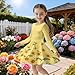 Viewamoon Sunflower Dress Yellow Long Sleeve Fall Dresses Fashion Mother Daughter Matching Dresses Casual Crewneck Knee Length Swing Dress for Travel Park Outdoor