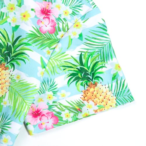 Image of Boy Girl Hawaiian Shirt Tropical Button Down Blouse Summer Casual Beach Shirt Kid Short Sleeve Top Size 5-14 Years