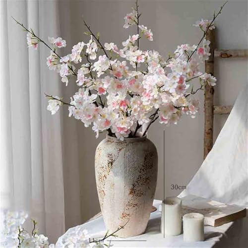 Vase en céramique et fleurs artificielles Sakura pour décoration de table