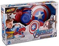MARVEL - Avengers - Captain America Shield - Nerf Power Moves - Disc Launching Toy - Movie Inpired Roleplay - Action figure Games and Toys for Kids, Boys, Girls - Ages 5+,Blue/ Red/ White